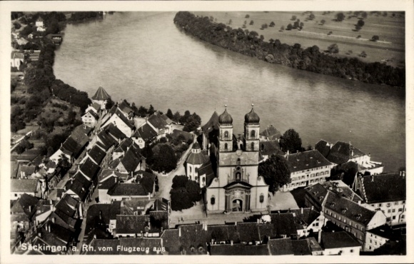 Postcard Bad Säckingen am Hochrhein, aerial photograph