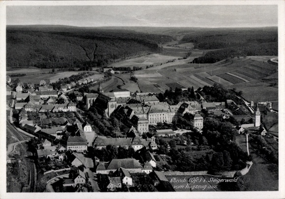 Postcard Ebrach in the Steigerwald Upper Franconia, aerial photograph