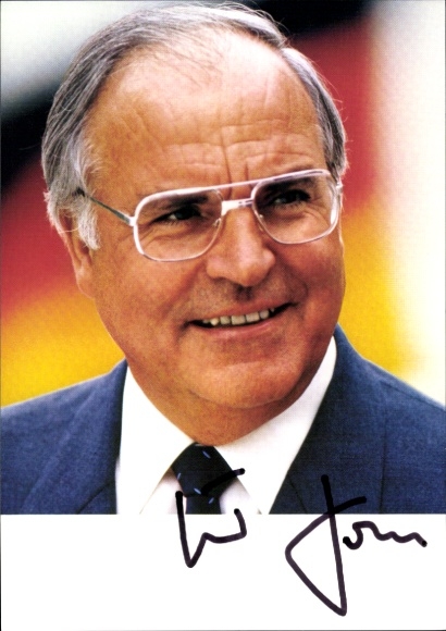 Postcard politician Helmut Kohl, former German Chancellor, portrait, autograph