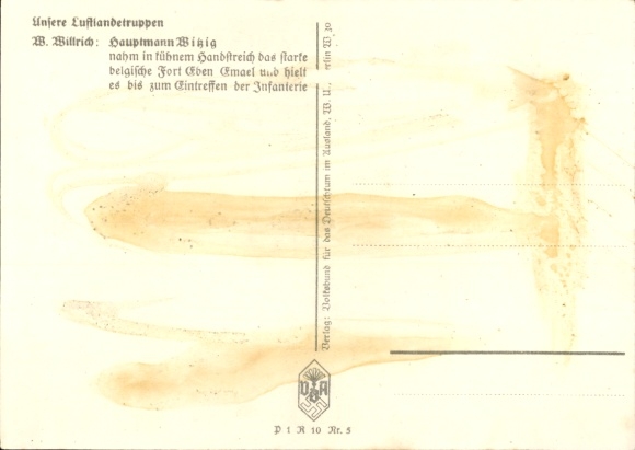 Artist PC Willrich, Wolfgang, paratrooper Captain Witzig, Knight's Cross holder, VDA P1 R10 No.5