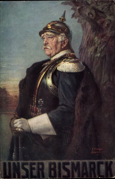 Künstler Ak Fischer, A., Fürst Otto von Bismarck, Portrait, Uniform, Pickelhaube, Säbel