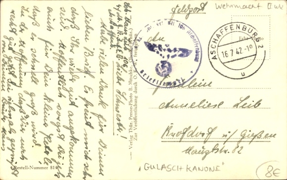 Postcard German Wehrmacht, Goulash Cannon