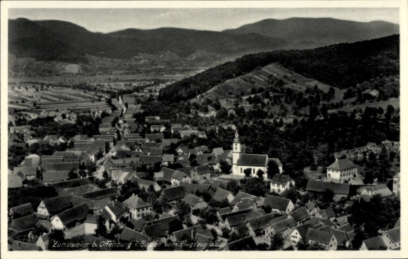 Postcard Zunsweier Offenburg in Baden Schwarzwald, aerial photograph