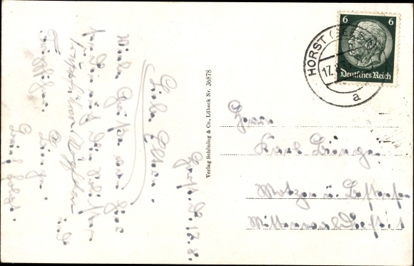 Postcard Niechorze Horst Pomerania, Baltic Sea resort, beach, Hotel Seeadler, Rauchhaus, lighthouse, loveless