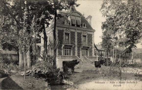 Postcard Villennes sur Seine Yvelines, Villa a Morie Isabella, Façade, 3-story building, trees in the front