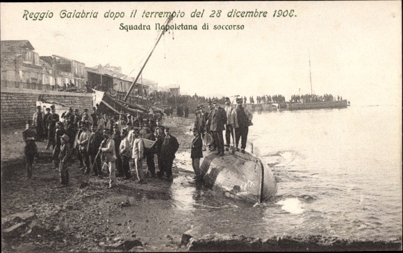 Ansichtkaart Reggio Calabria, Terremoto del 28 december 1908, Squadra Napoletana di voetbal