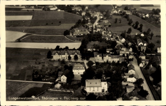 Ak Langenwetzendorf in Thüringen, Fliegeraufnahme