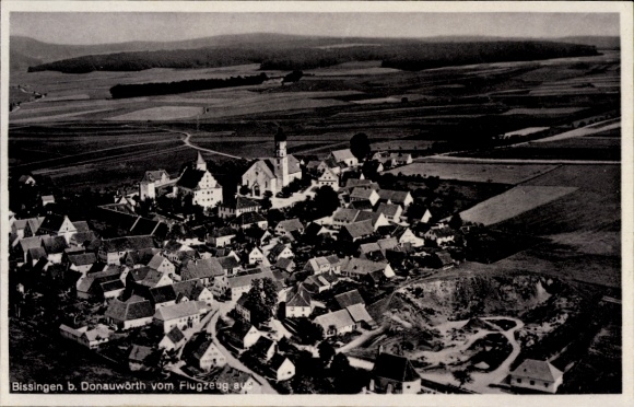 Postcard Bissingen in Swabia Bavaria, aerial photograph