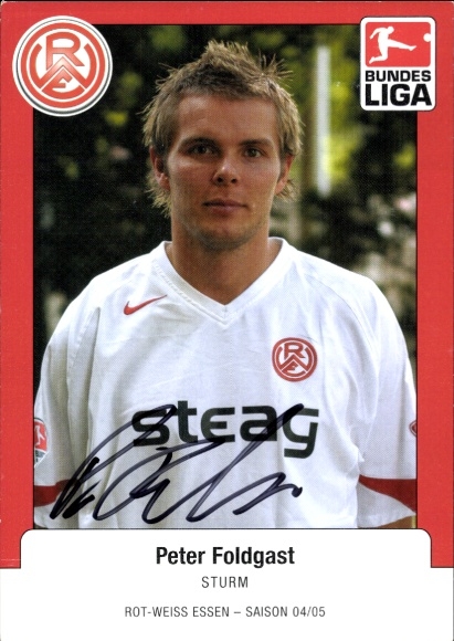 Autogrammkarte Fußballer Peter Foldgast, Rot Weiss Essen, Autogramm