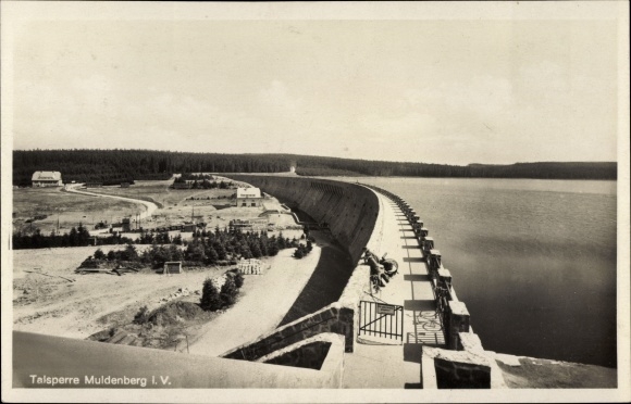 Postcard Muldenberg Grünbach in Vogtland Saxony, dam