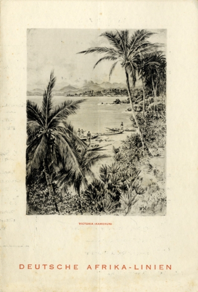 Menu card, steamer Nyasa, May 26, 1938, main meal, Victoria