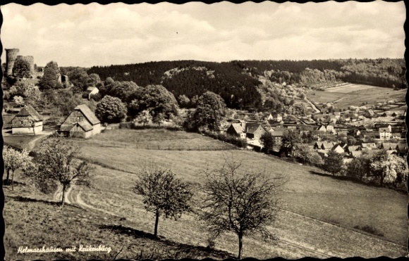 Postcard Helmarshausen Bad Karlshafen, Panorama with Krukenburg