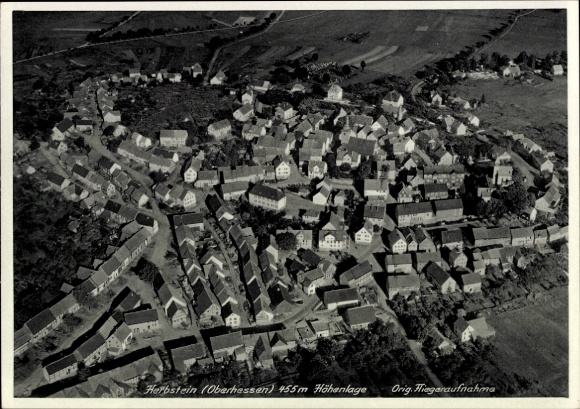 Postcard Herbstein Hesse, aerial photograph of Upper Hesse, high altitude, traditional architecture