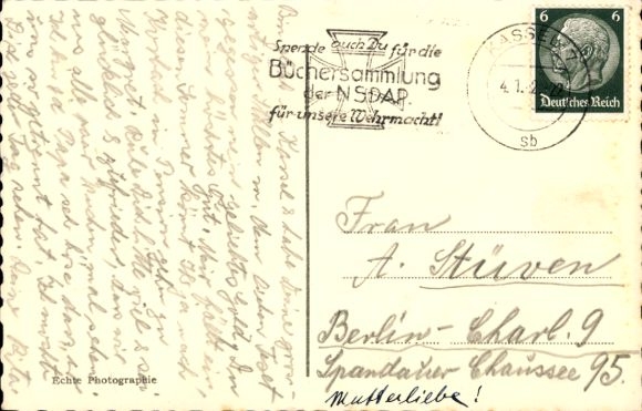 Postcard German railway, steam locomotive, Mitropa, dining car, tables, benches