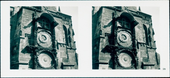 Stereo Photo Praha Prague, Old Town, Old Town Square, Town Hall Clock