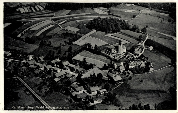 Ak Karlsbach Waldkirchen Niederbayern, Fliegeraufnahme