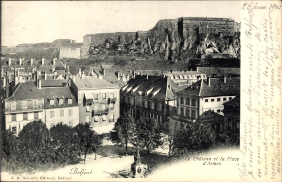 Ak Belfort Beffert Beffort Territoire de Belfort,  Château, Place d'Armes,  Architektur