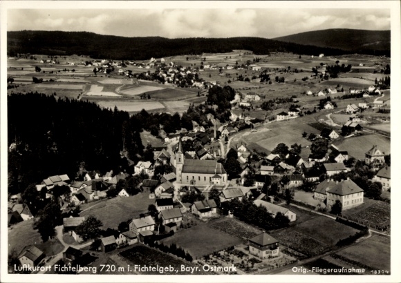 Postcard Fichtelberg in the Fichtelgebirge Upper Franconia, aerial photograph