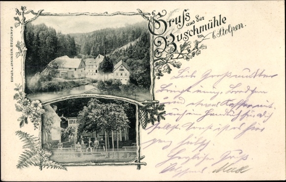 Ansichtkaart Helmsdorf Stolpen in Saksen, Inn Buschmühle
