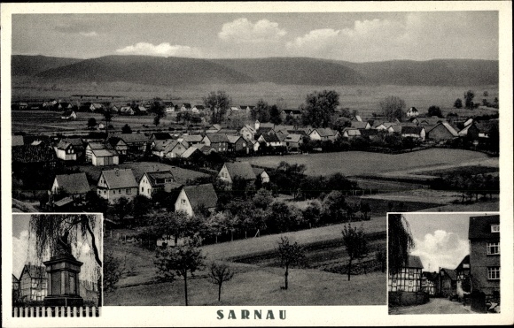 Postcard Sarnau Lahntal, general view, monument