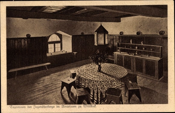 Postcard Wittstock Dosse in Ostprignitz, youth hostel, day room, office tower