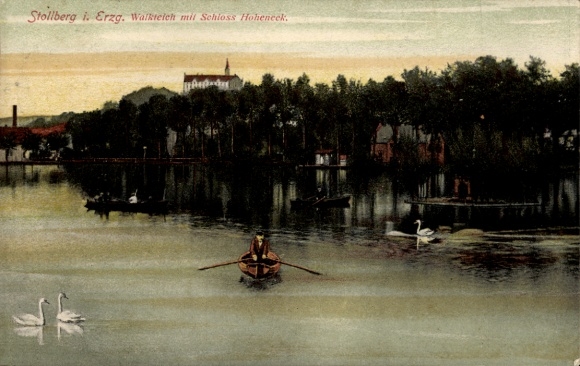 Ak Stollberg im Erzgebirge, Walkmüle mit Schloss Hoheneck