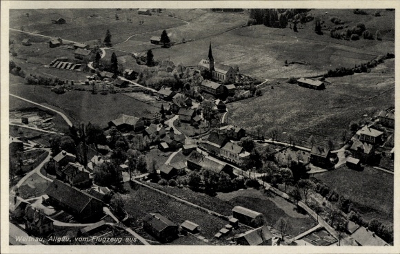 Postcard Weitnau in Oberallgäu Swabia, aerial photograph