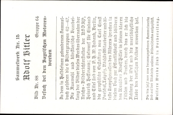 Collection picture No. 88, Adolf Hitler visits the BMW works, engine block