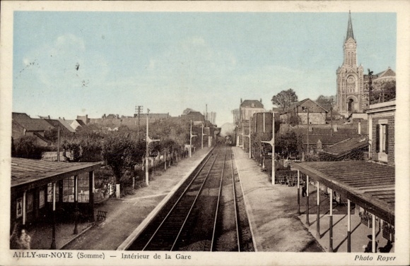 Ak Ailly sur Noye Somme, Bahnhof Gleisseite