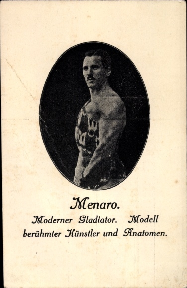 Postcard Menaro, Modern Gladiator, Model of Famous Artists and Anatomists, portrait