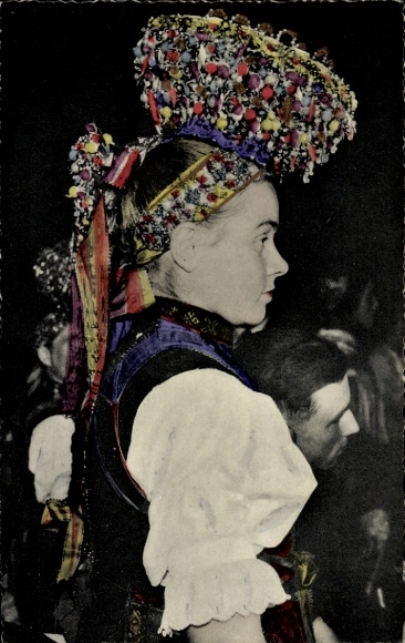 Postcard Lehengericht Schiltach in the Black Forest, traditional costume girl