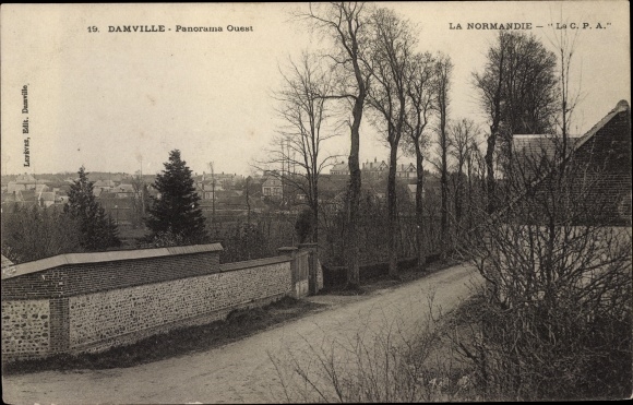 Postcard Damville Eure, Panorama West