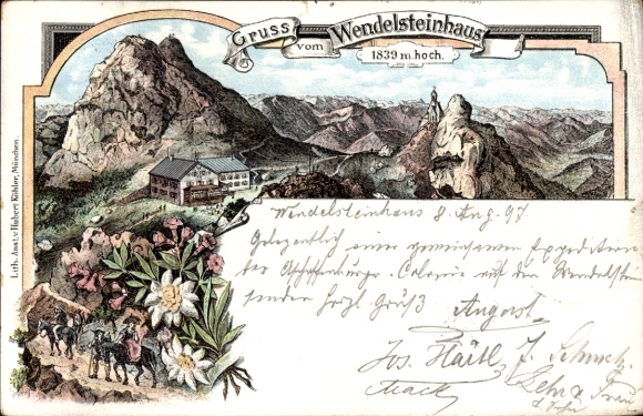 Chromo-Litho Mangfall Mountains Upper Bavaria, Wendelsteinhaus
