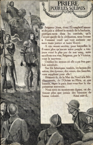 Postcard prayer for soldiers