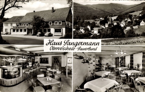 Ansichtkaart Oberveischede Olpe im Sauerland, Haus Sangermann, panorama, buitenaanzicht, binnenaanzicht
