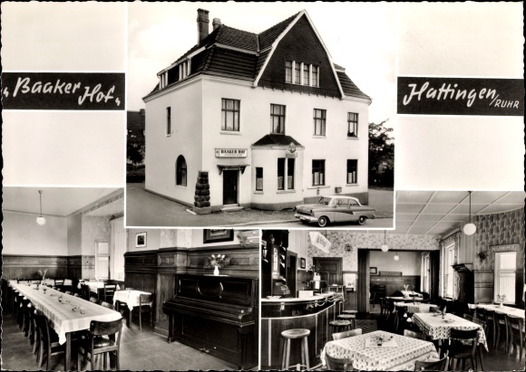 Ak Hattingen an der Ruhr, Baaker Hof, Rauendahlstraße 8, Aussen- und Innenansicht