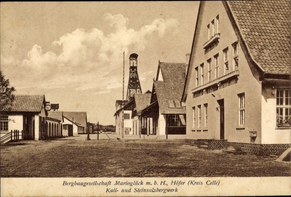 Ak Höfer Eschede op de Lüneburger Heide, mijnbedrijf Mariaglück GmbH, steenzoutmijn