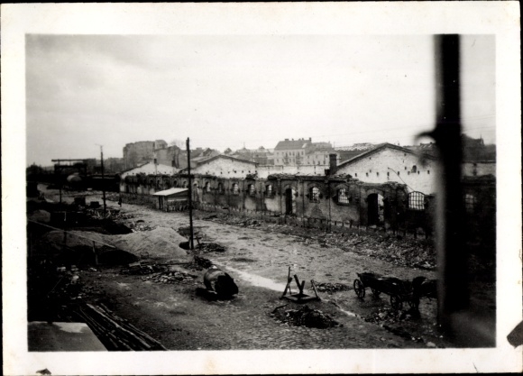 Photo Warszawa Warsaw Poland, goods station, war damage, II WW