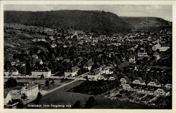 Ak Grenzach Wyhlen am Rhein, Luftaufnahme von  Häuser, Landschaft,  Ansicht