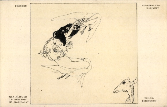 Artist Postcard Klinger, Max, illustration for Kalidasa