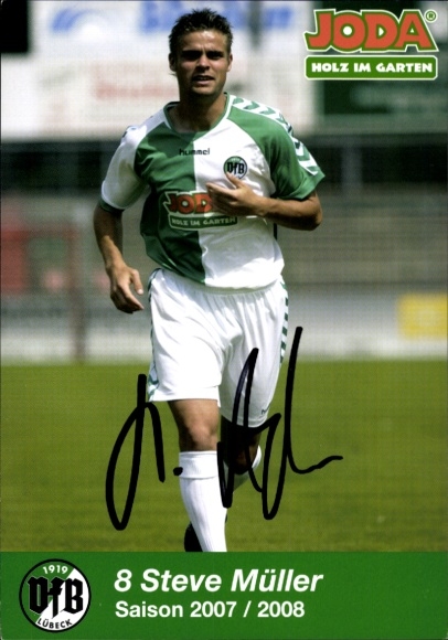 Autograph card footballer Steve Müller, VFB Lübeck, autograph