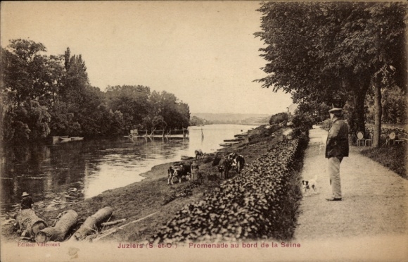 Postcard Juziers Yvelines, walk along the Seine