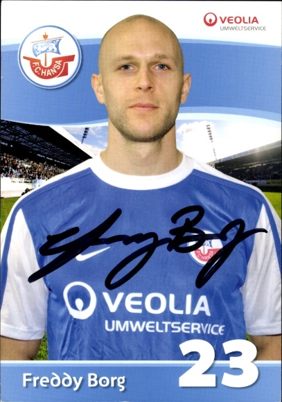 Autograph card footballer Freddy Borg, FC Hansa Rostock, autograph