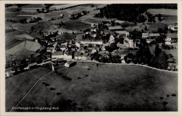 Postcard Gotteszell in Lower Bavaria, aerial photograph