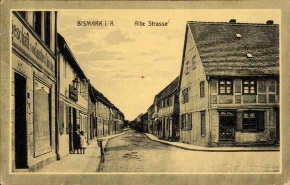 Postcard Bismark in the Altmark, Alte Straße, shop