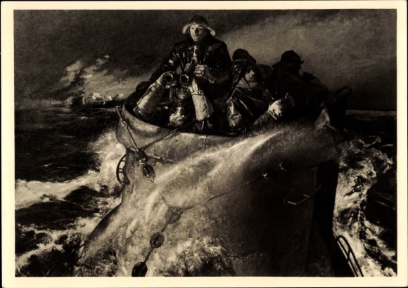 Artist PC Schreiber, Rich., After the convoy battle, German submarine, Kriegsmarine, HDK 534