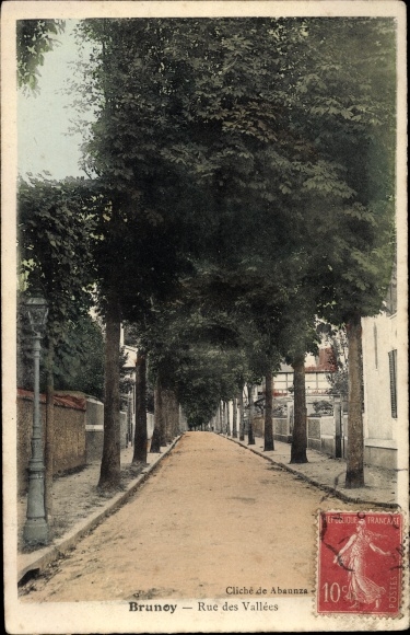 Ak Brunoy Essonne, Rue des Vallées, réverbère