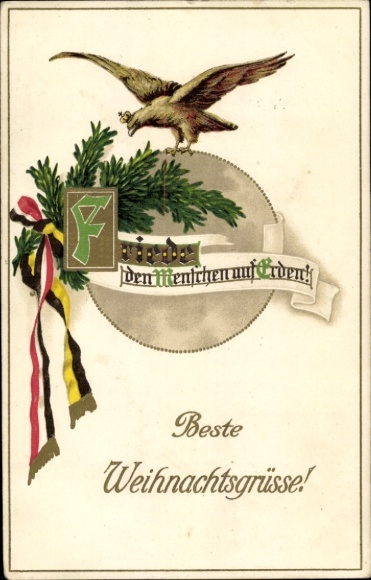 Ak Glückwunsch Weihnachten, Friede den Menschen auf Erden, Adler