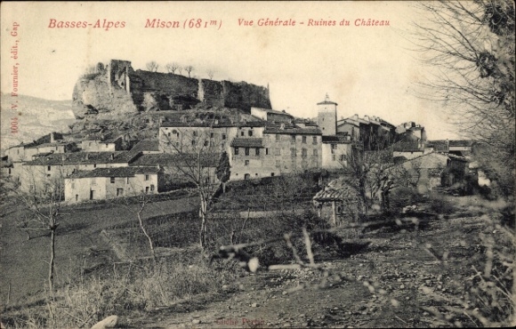 Basses-Alpes Mison, Gesamtansicht, Ruinen des Schlosses
