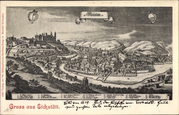Artist PC Eichstätt in Upper Bavaria, historical city view